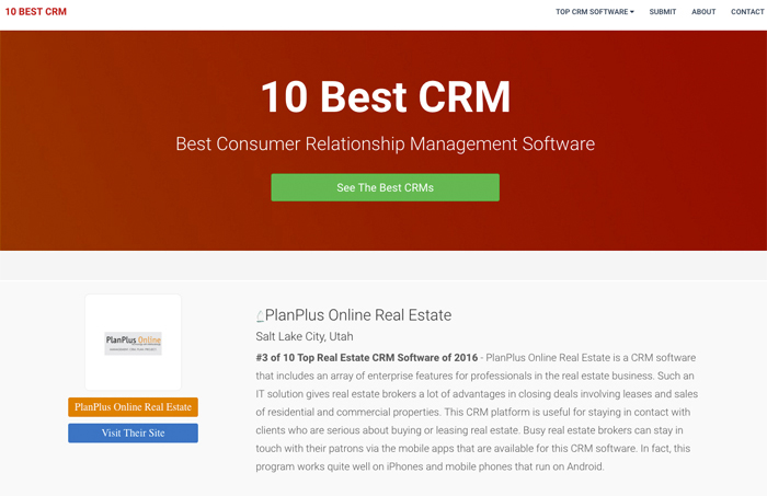 10 Best CRM, an online CRM ranking service, has chosen PlanPlus Online for their 10 Best Real Estate CRM Software list.